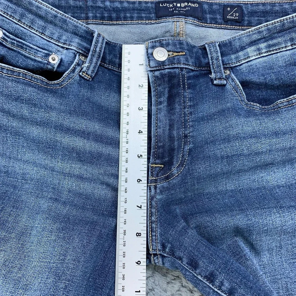 Lucky Brand Sweet Straight Jeans Womens 8/29 Blue Denim Mid Rise Crop Raw Hem